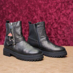 Blondo Women Garnet Waterproof Black Leather Moto Biker Ankle Boots size 10